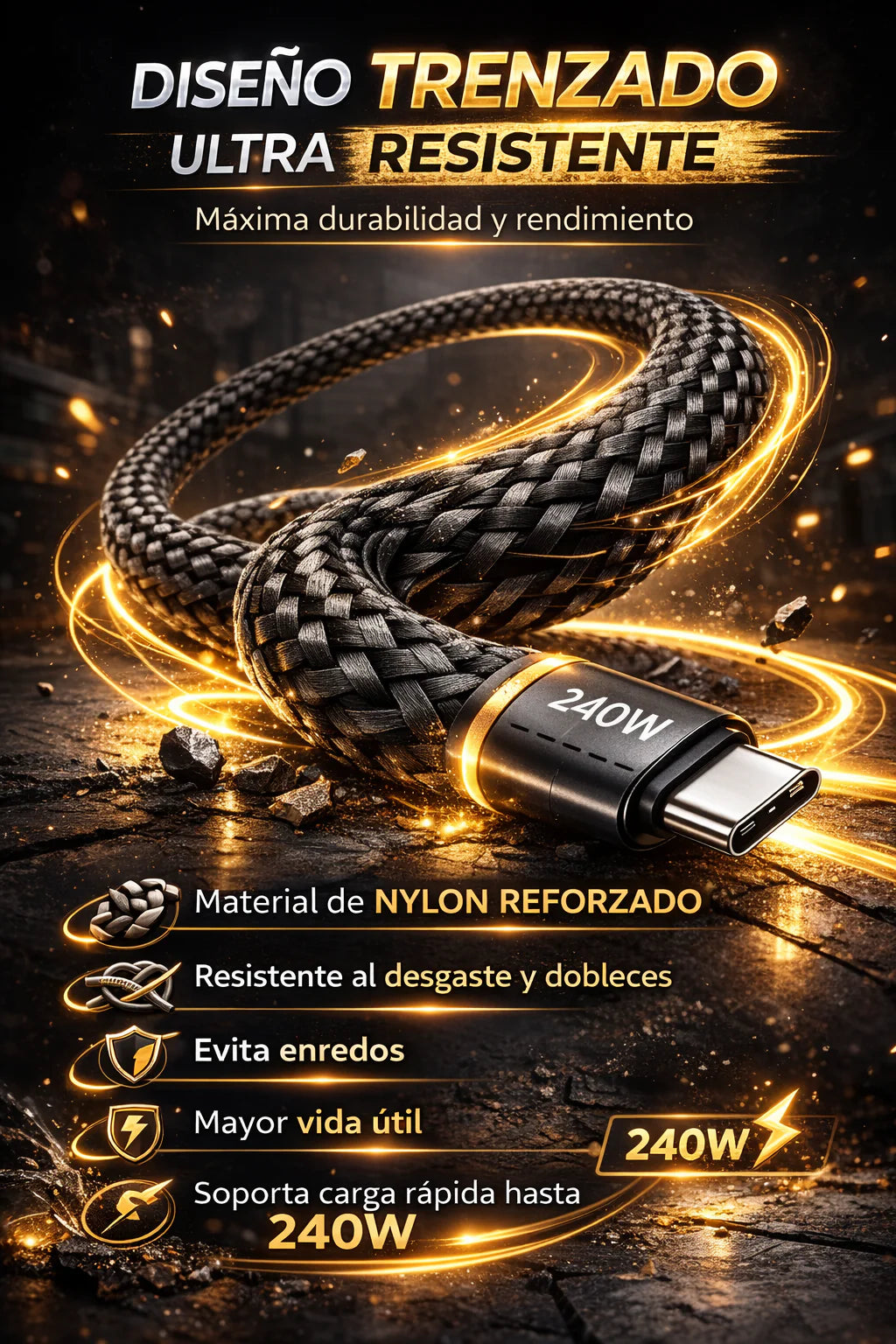Cable 2 en 1 cargador y soporte