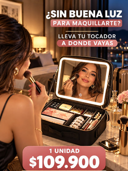 Oferta estuche Cosmetiqueracon espejo led