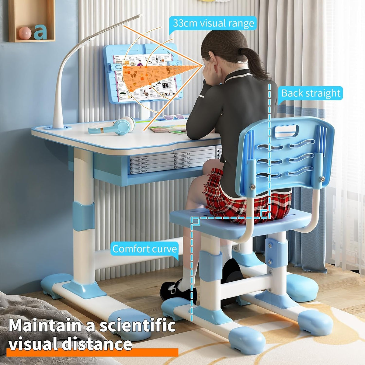 Escritorio Infantil con Silla Ajustable