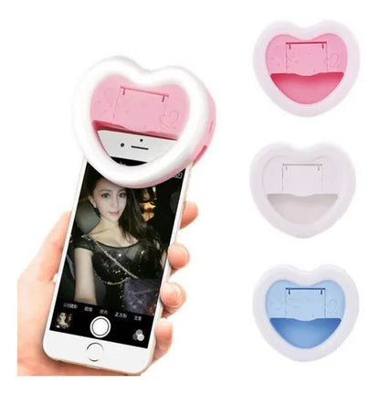 Aro de luz led para celular diseño corazón