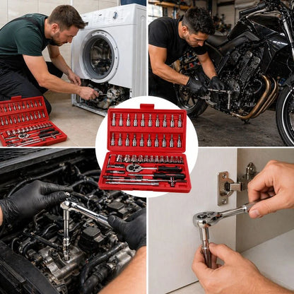 aja de Herramientas 46 Piezas — Kit Completo para Casa y Carro