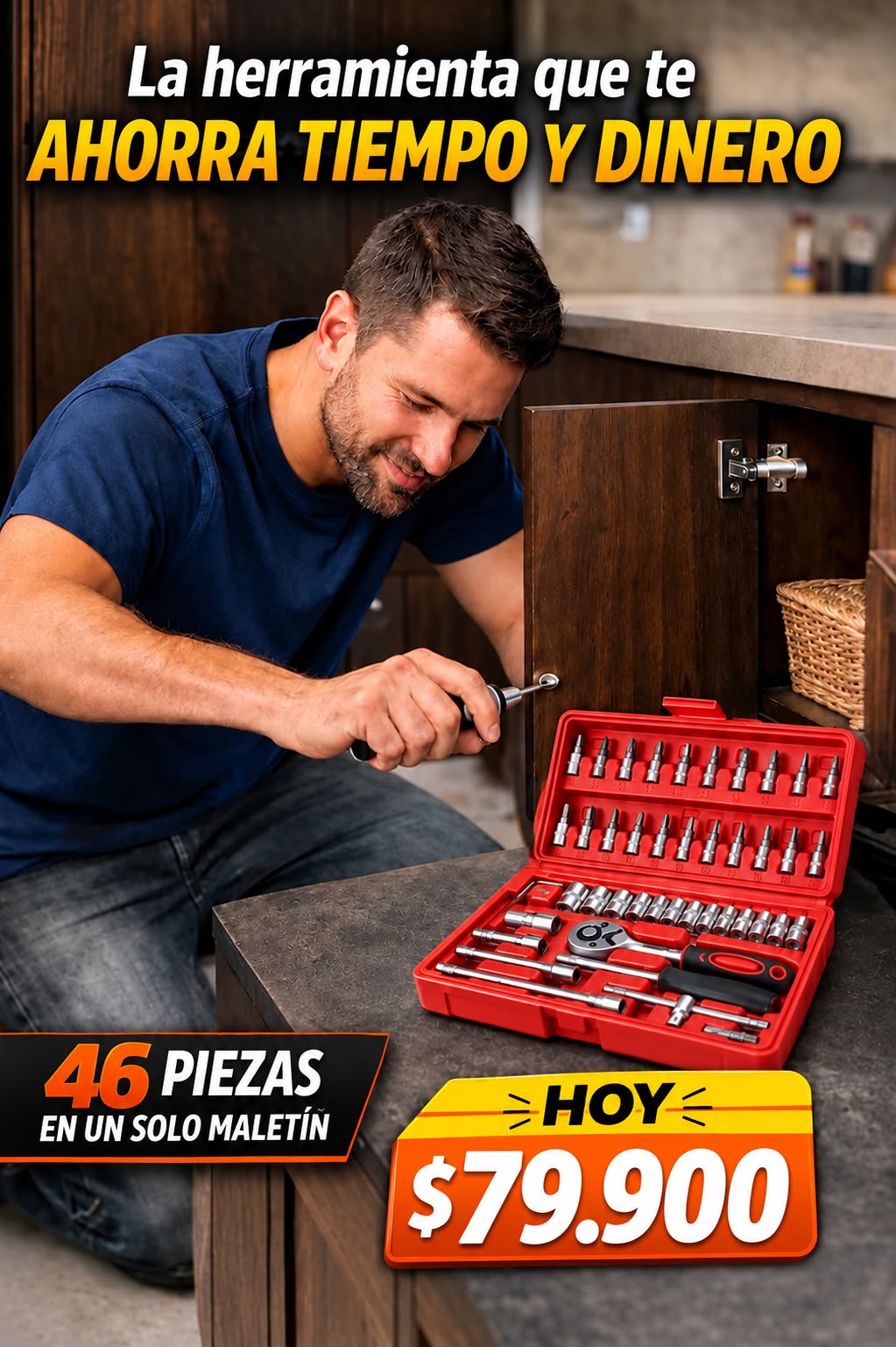 aja de Herramientas 46 Piezas — Kit Completo para Casa y Carro