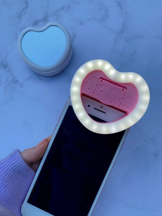 Aro de luz led para celular diseño corazón