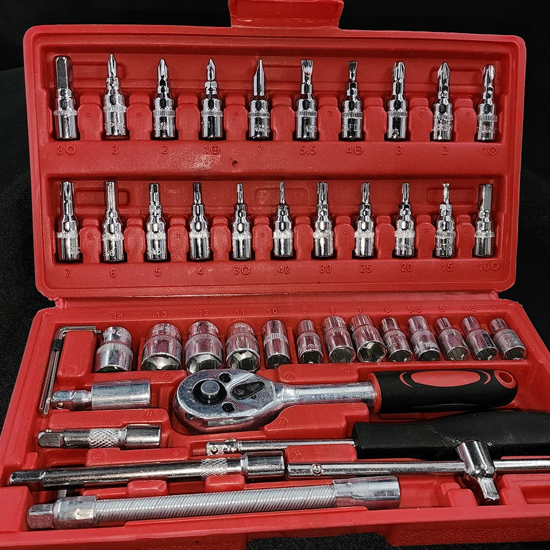 aja de Herramientas 46 Piezas — Kit Completo para Casa y Carro